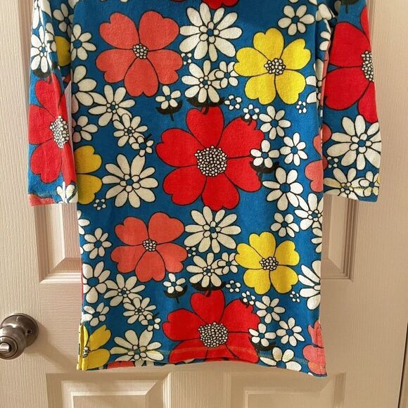 Mini Boden Blue Floral Swim Dress Cover Up Towelling Terry Hooded Girls Size 7-8 - Picture 10 of 10